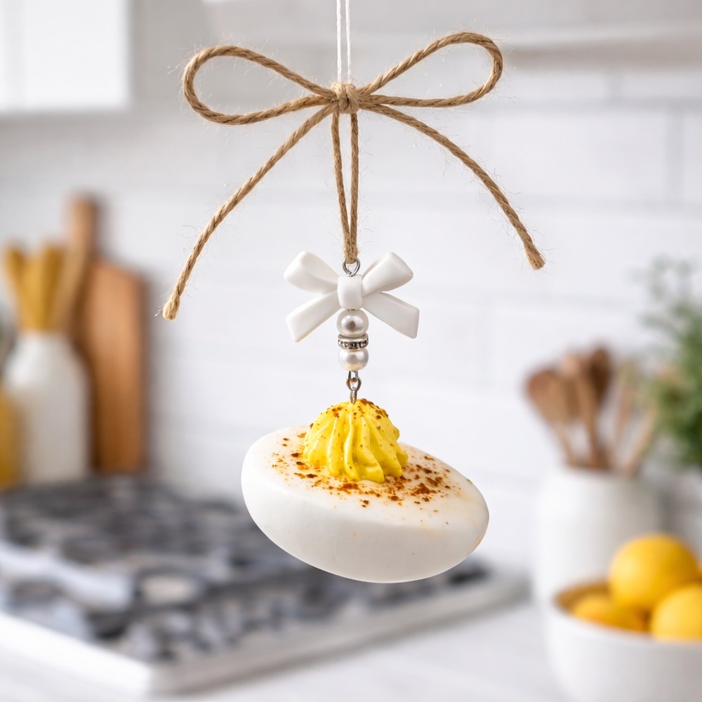 Deviled Egg Ornament – Handmade Clay Food Home Decor